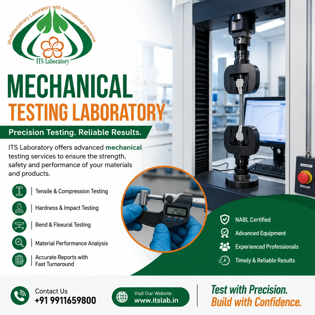 Mechanical Testing Laboratory for Quality Control, Material Analysis and Performance Evaluation