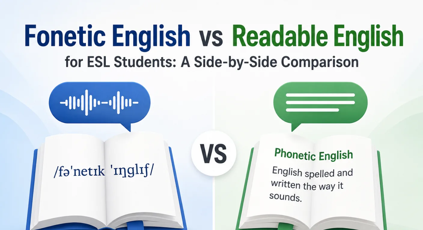 Fonetic English vs Readable English for ESL Students: A Side-by-Side Comparison