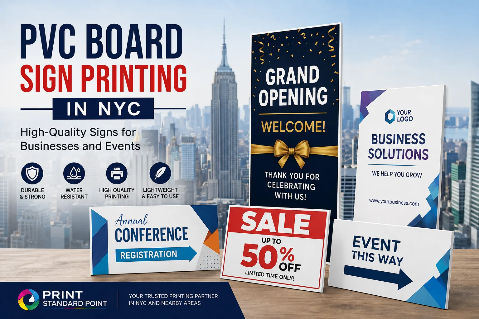 PVC Board Sign Printing in NYC for Businesses and Events