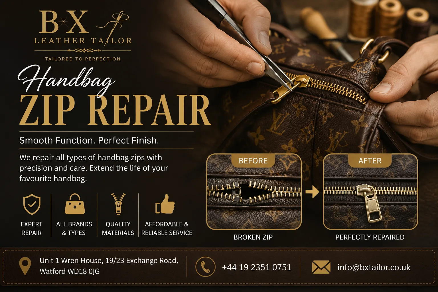 Handbag Zip Repair – Professional Leather Zip Replacement & Repair Services