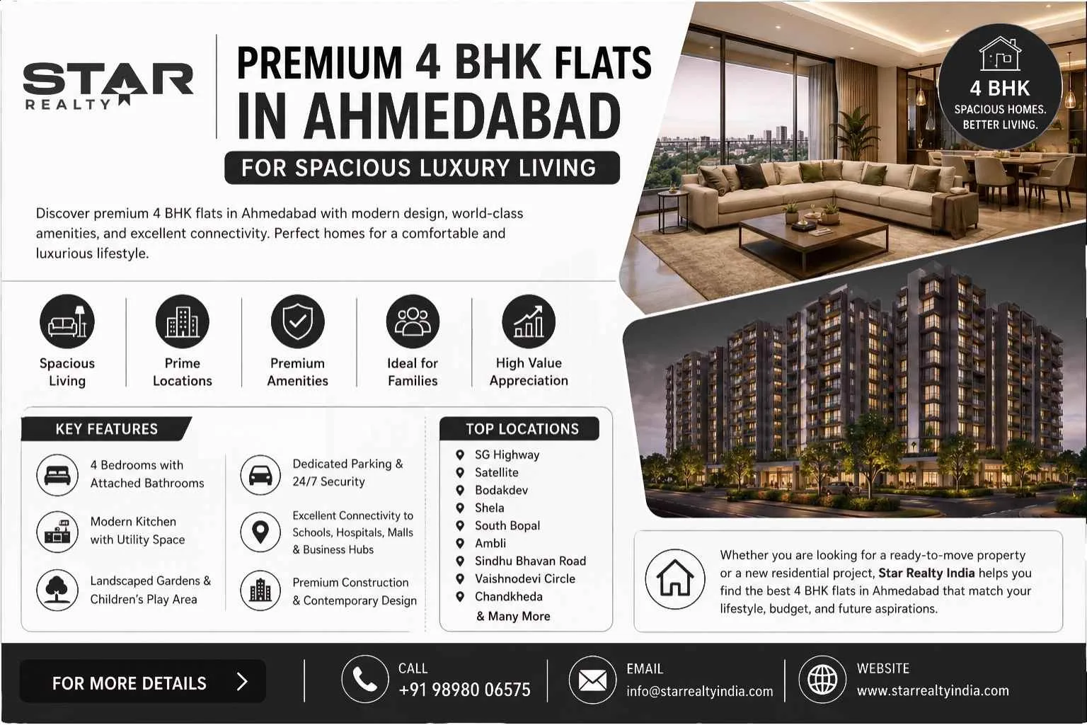 Premium 4 BHK Flats in Ahmedabad for Spacious Luxury Living