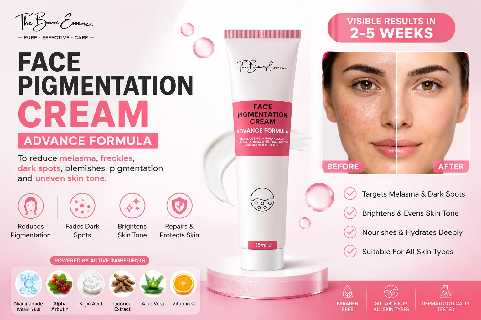 Best Face Pigmentation Cream with Kojic Acid for Clear and Even-Toned Skin – The Bare Essence