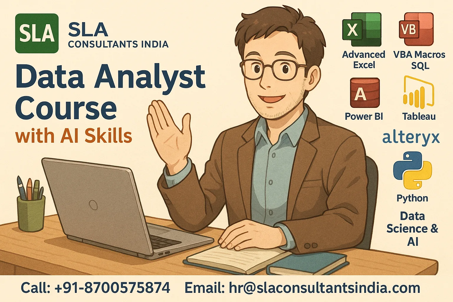 Best Data Analyst Certification Program in Delhi for MNC Careers, Master Excel, VBA, SQL, Python, Power BI with Free Alteryx, R & Gen AI Plus Microsoft Certification Support, by SLA Consultants India