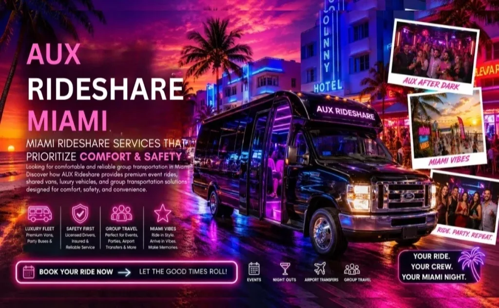 Looking for the Best Party Bus in Miami Try AUX Rideshare