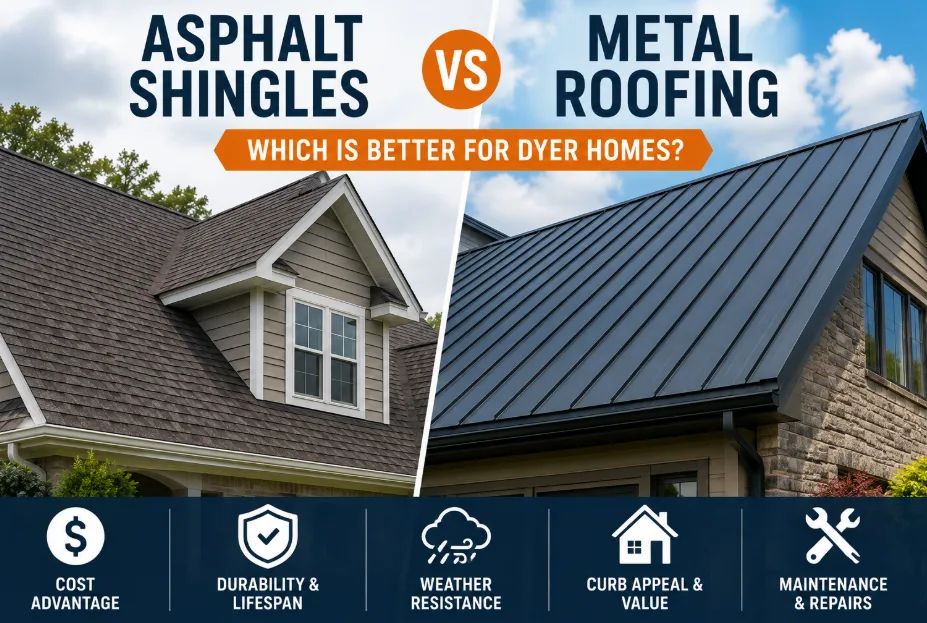 Asphalt Shingles vs Metal Roofing: Which Is Better for Dyer Homes?