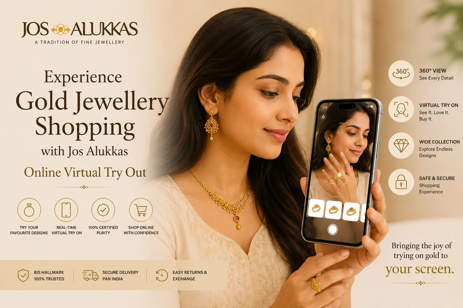 Experience Gold Jewellery Shopping with Josalukkas Online Virtual Try Out