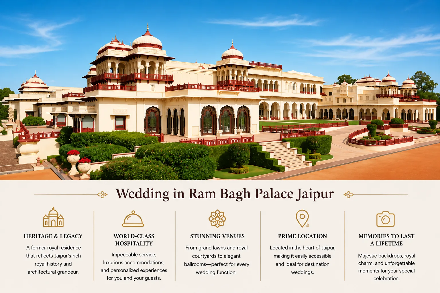 Wedding in RamBagh Palace Jaipur: Evaluating the Venue Through Hospitality, Heritage, and Wedding Planning Perspectives
