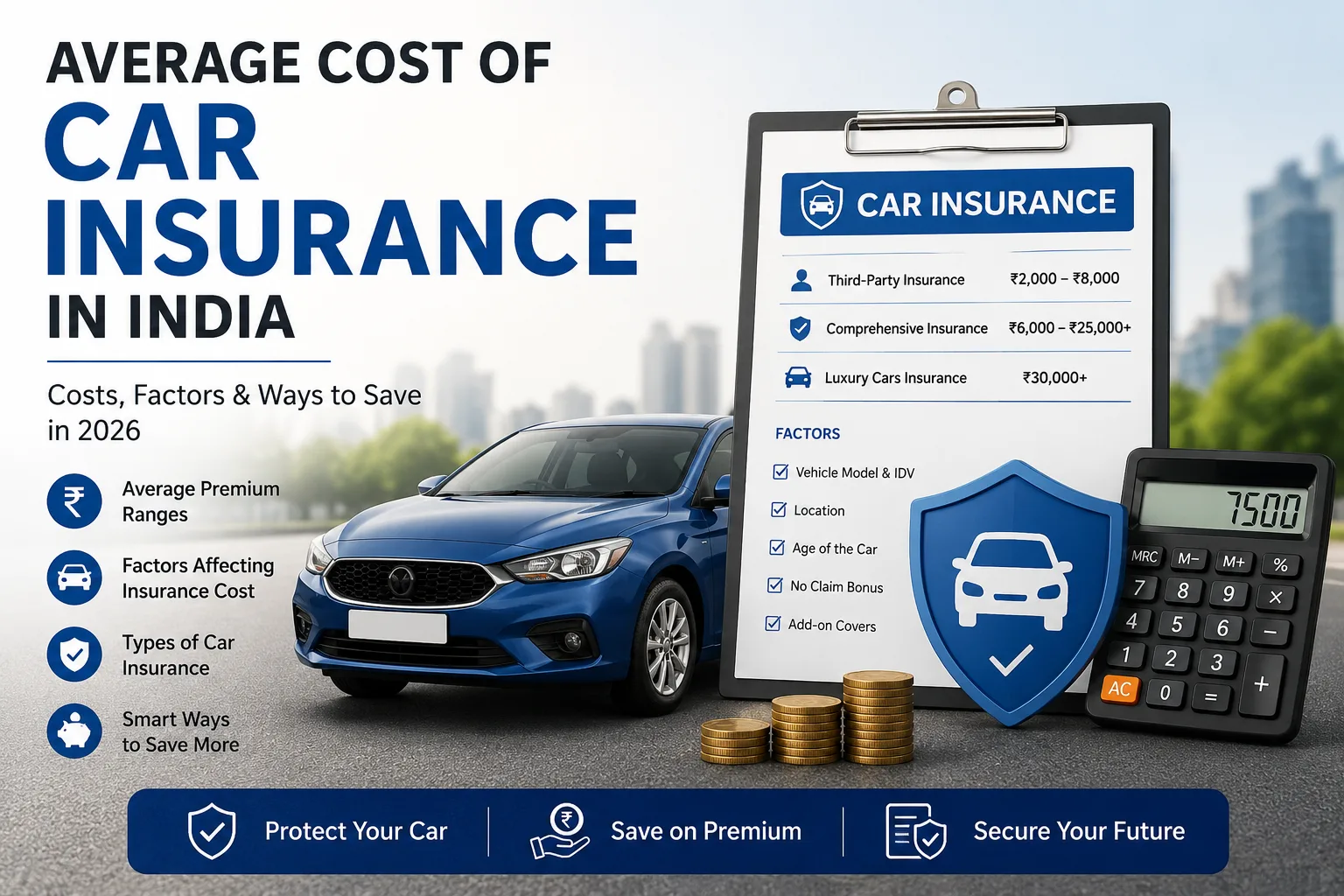 Average Cost of Car Insurance in India: Factors, Price Range, and Ways to Save in 2026