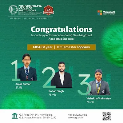 MBA 1st Semester Toppers | Vishveshwarya Group of Institutions