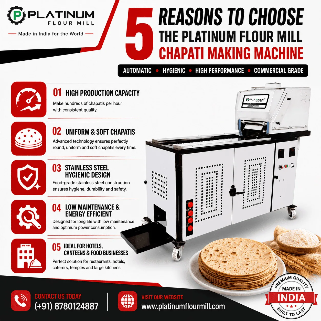 5 Reasons to Choose the Platinum Flour Mill Chapati Making Machine