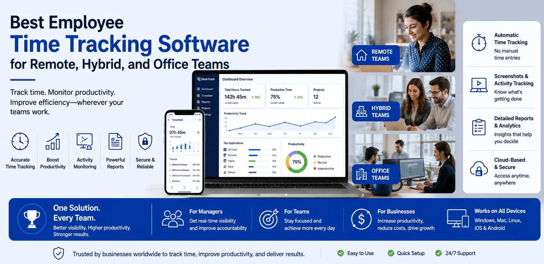 Best Employee Time Tracking Software for Remote, Hybrid, and Office Teams