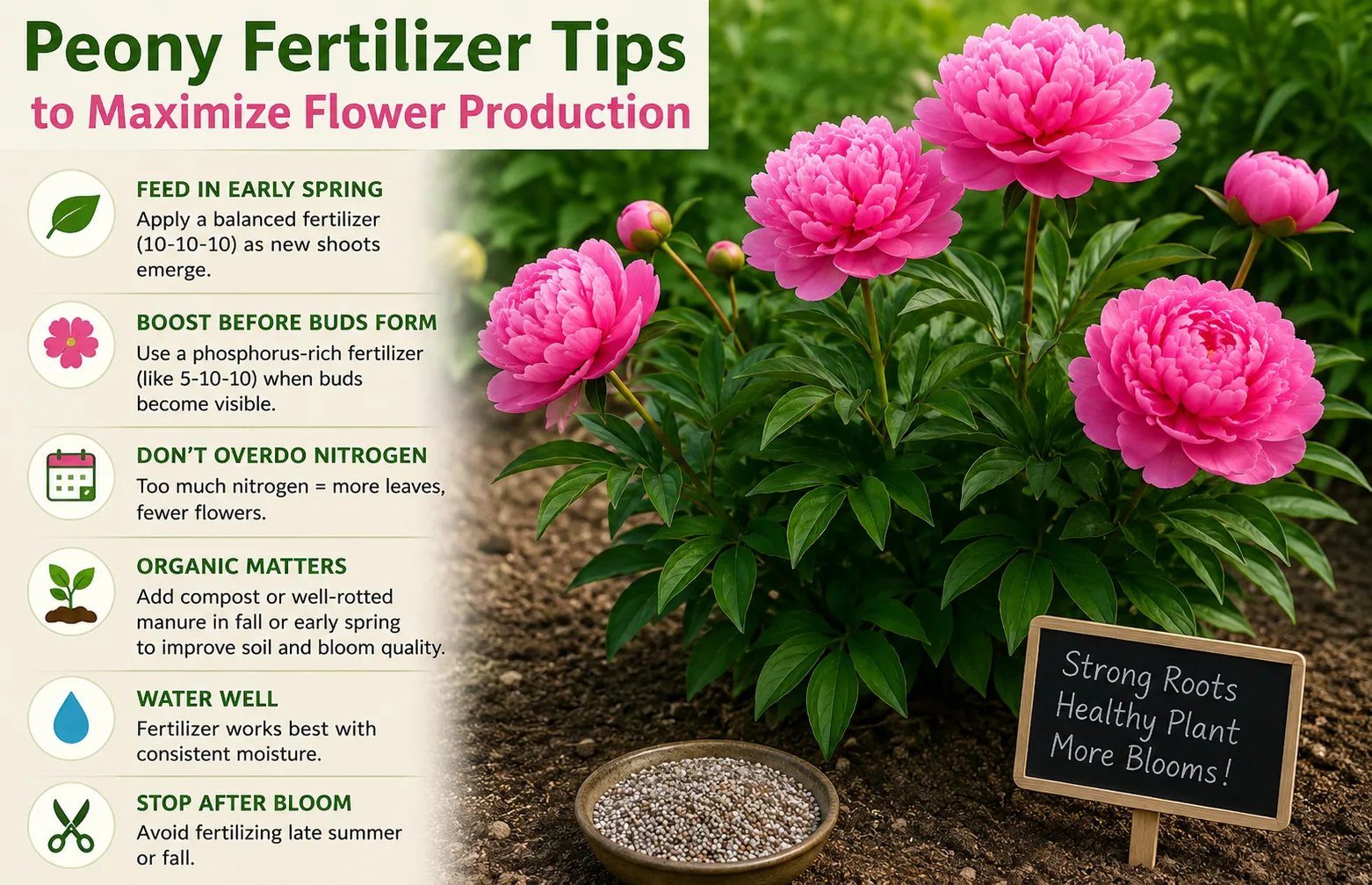 peony fertilizer tips to maximize flower production