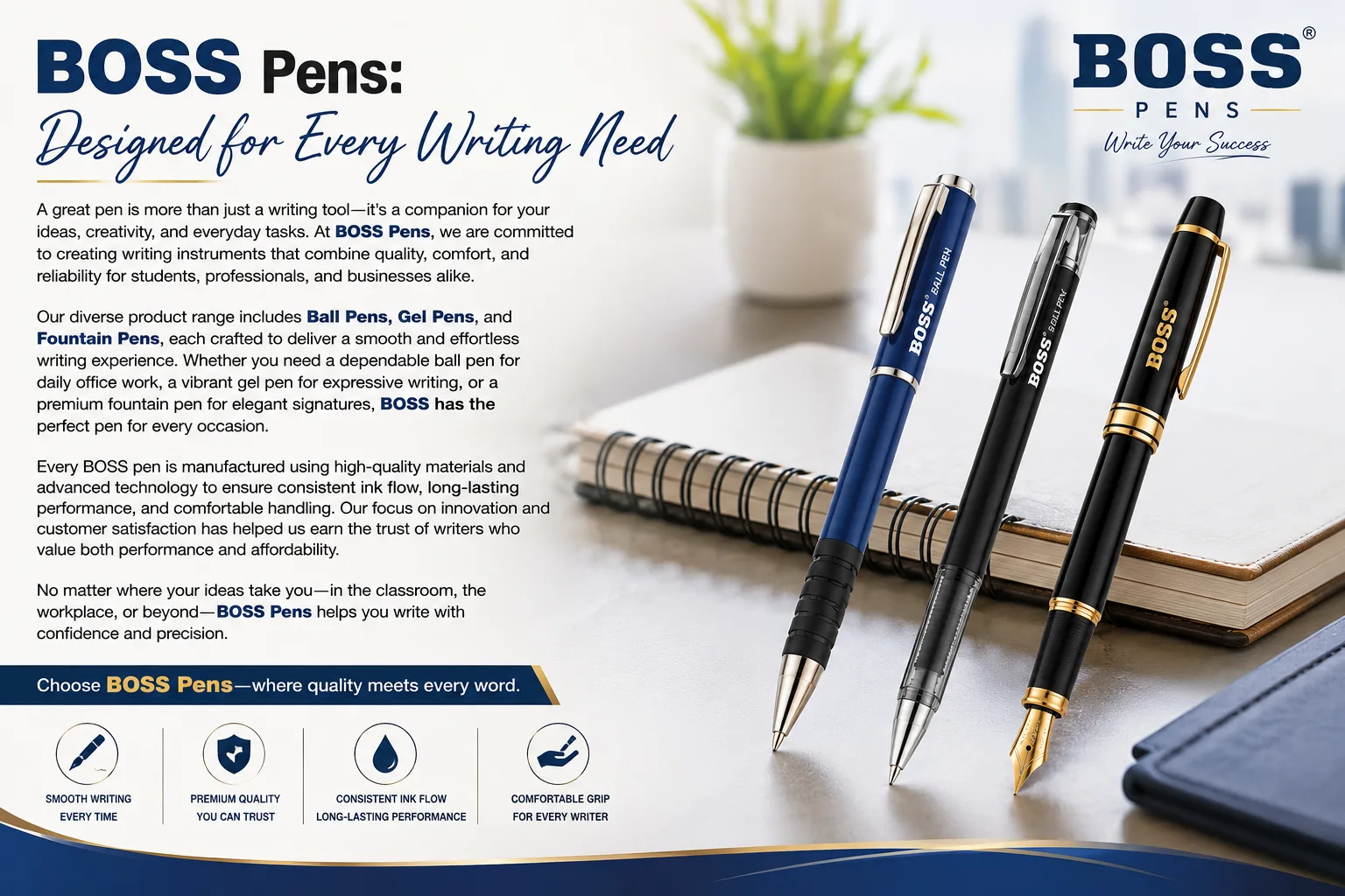 BOSS Pens: Designed for Every Writing Need