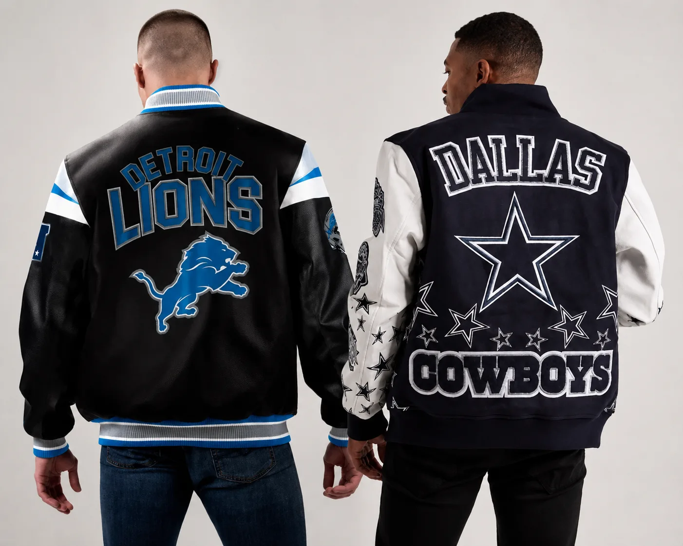 Dallas Cowboys and Detroit Lions Varsity Jackets for Everyday NFL Style