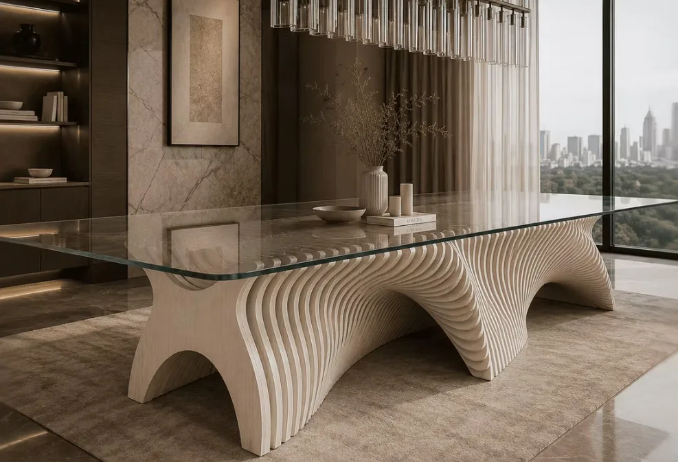 Table X-Wave: A Sculptural Centerpiece for Modern Dining Rooms