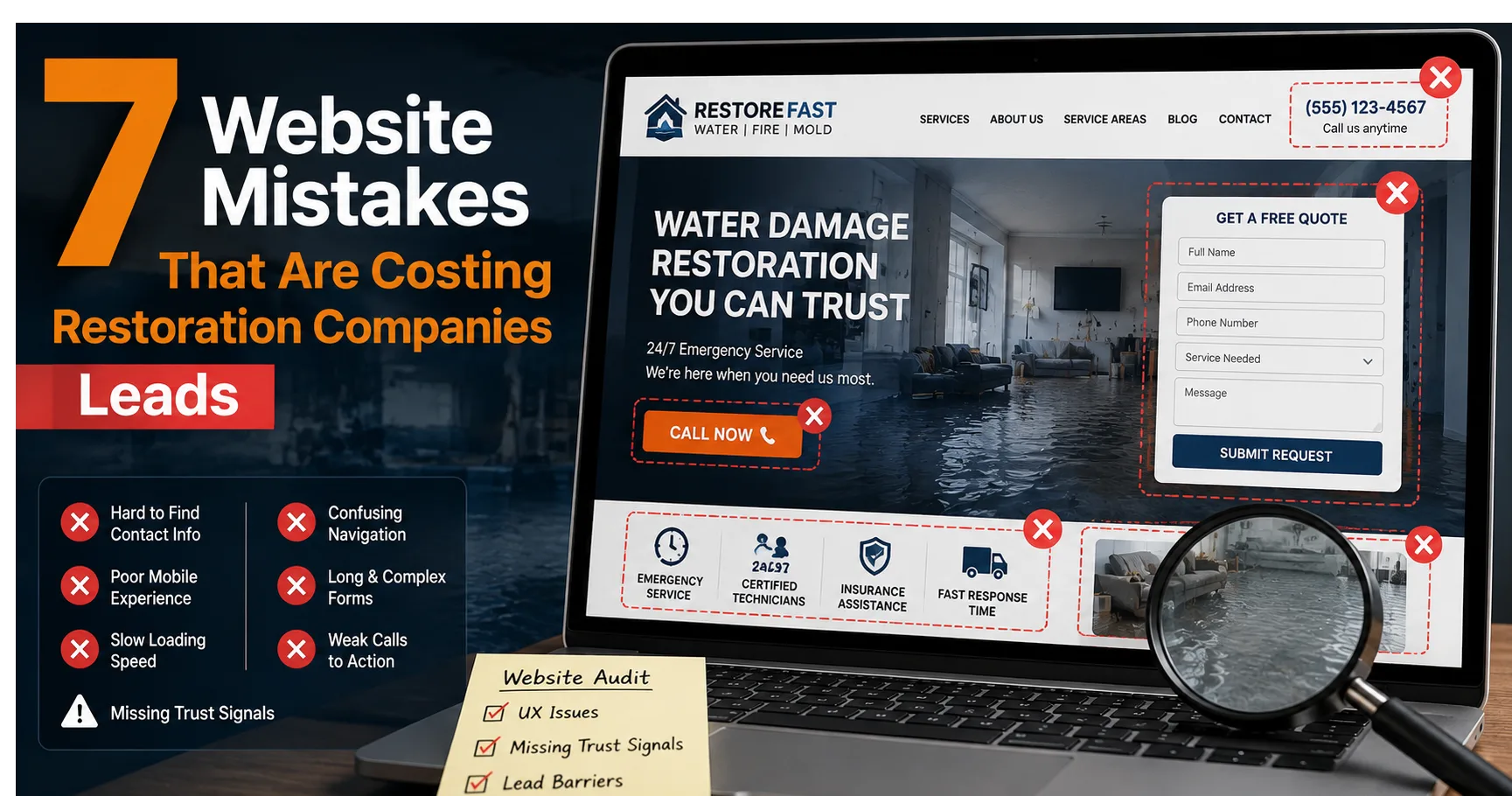 7 Website Mistakes That Are Costing Restoration Companies Leads (And How to Fix Them)
