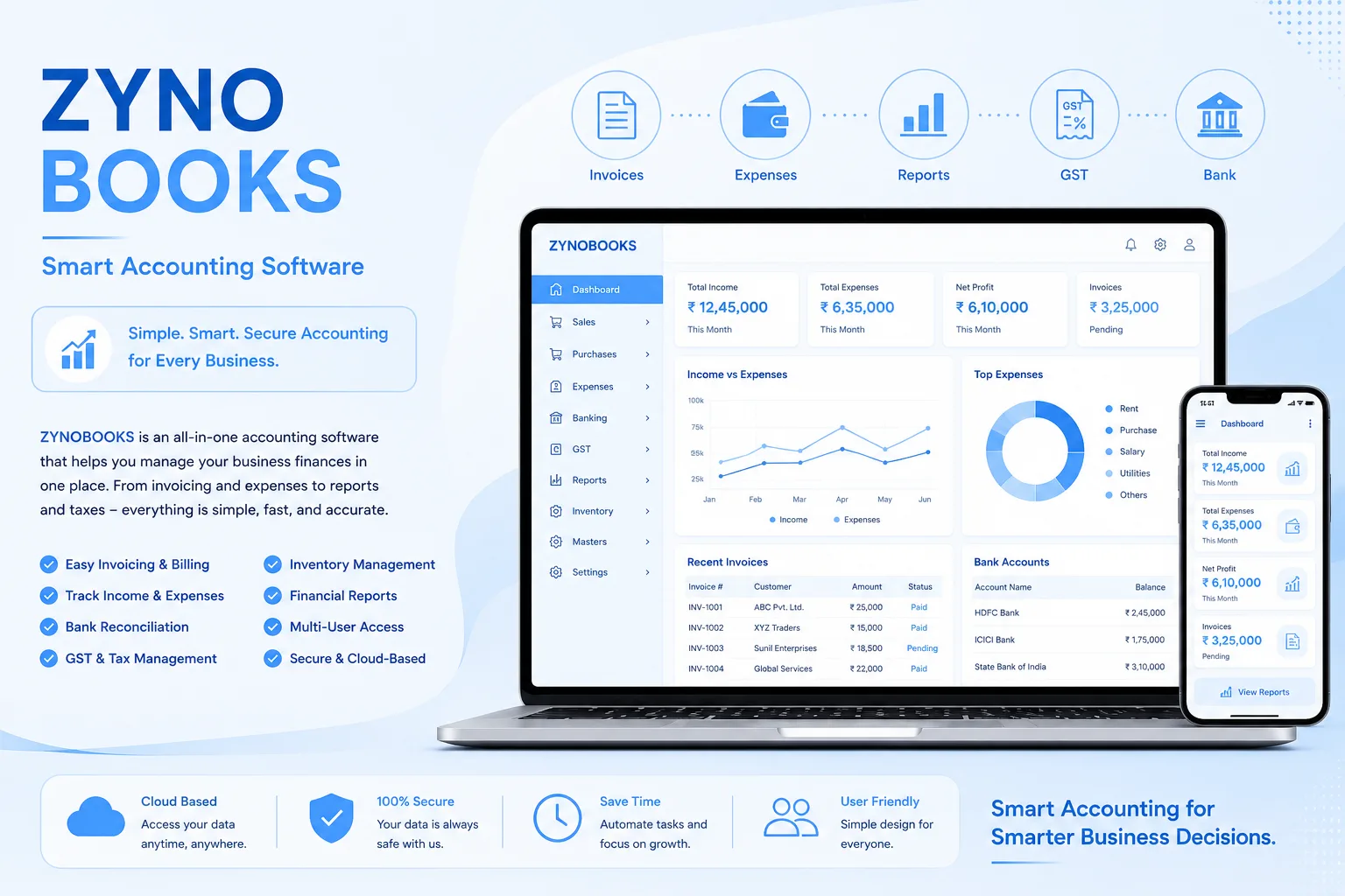 ZYNO Books Accounting Software for Simple Business Finance Management