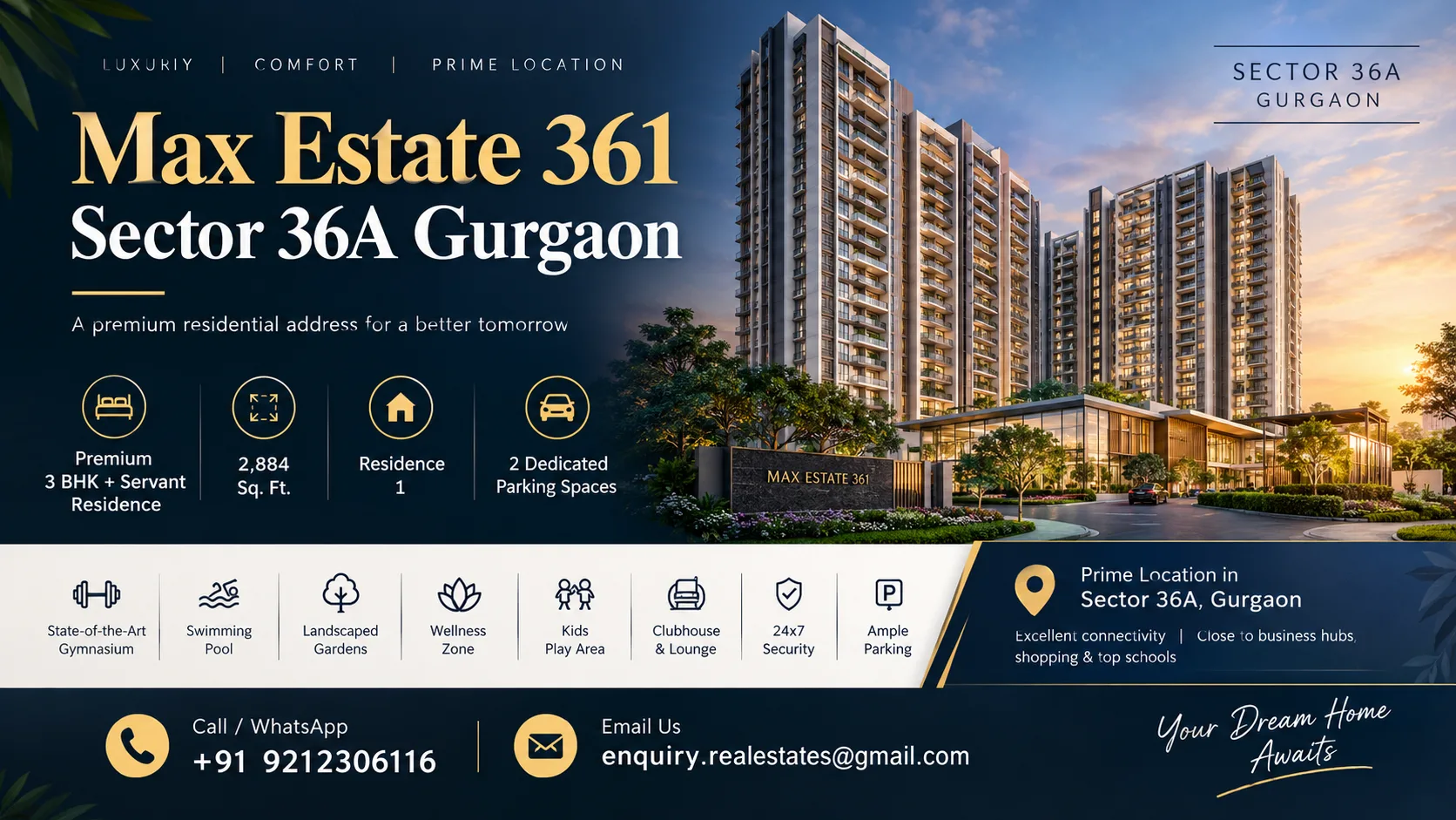 Max Estate 361 Sector 36A Gurgaon Features